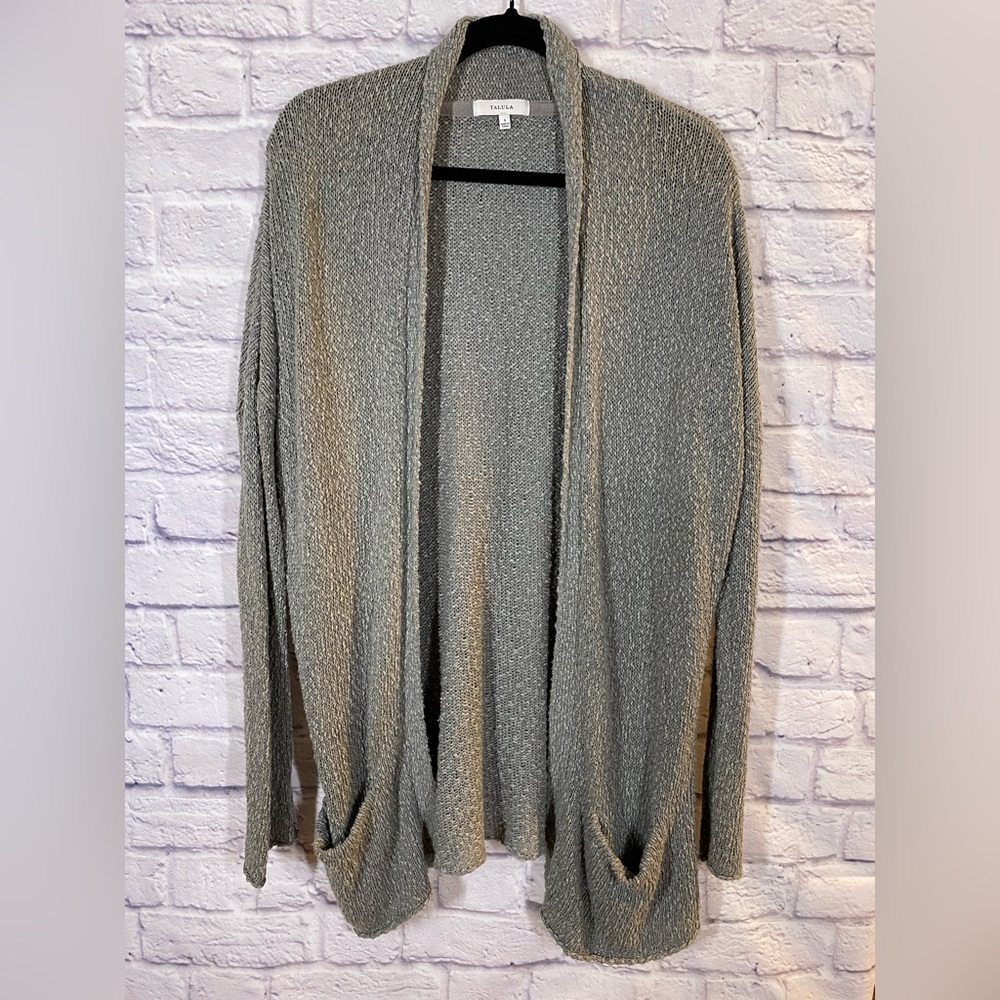 Talula Open Front Knit Gray Cardigan Sweater Cozy Minimalist Size Small
